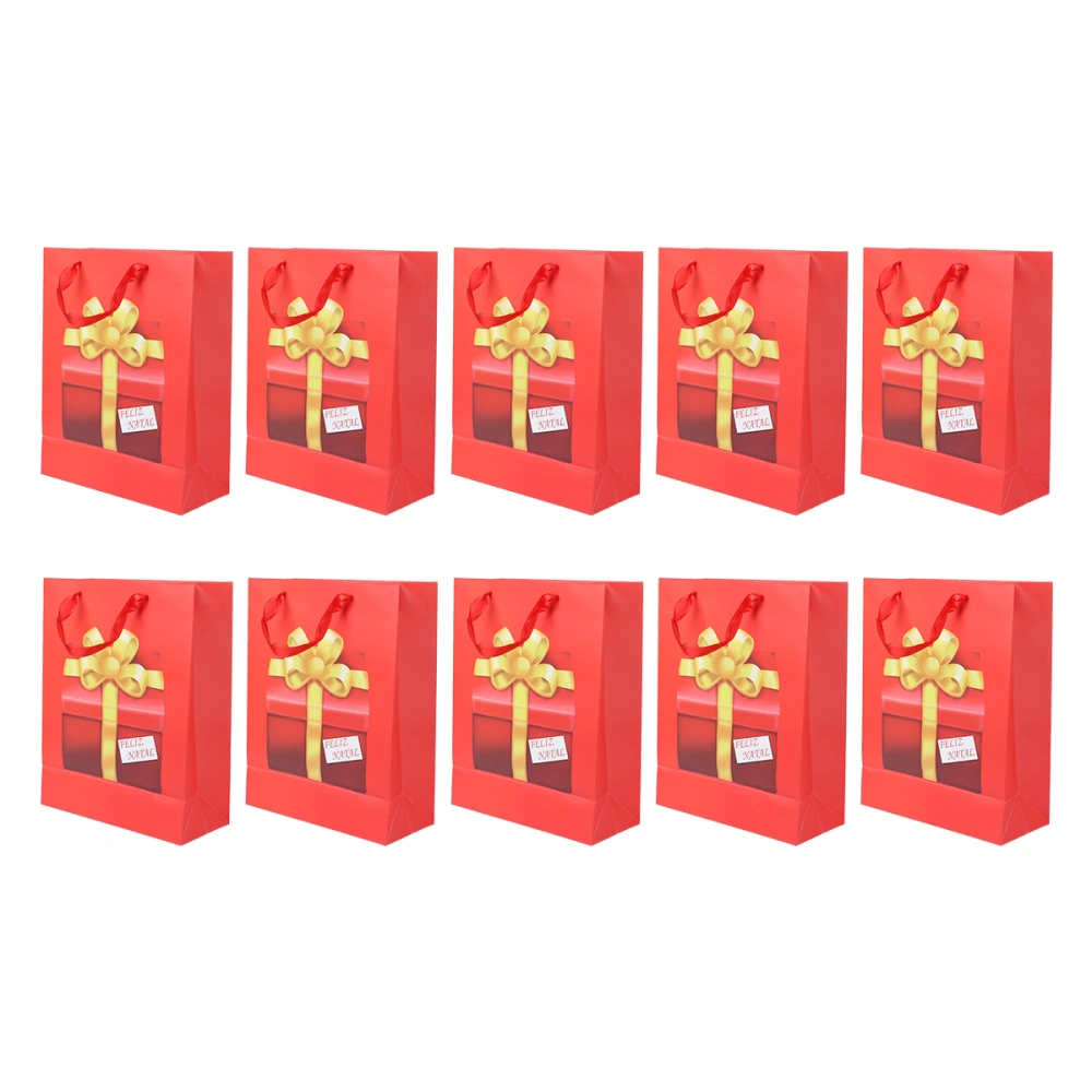 10 Pcs Christmas Gift Bags Decorative Handbag Paper Packaging Pouch Candy Holder