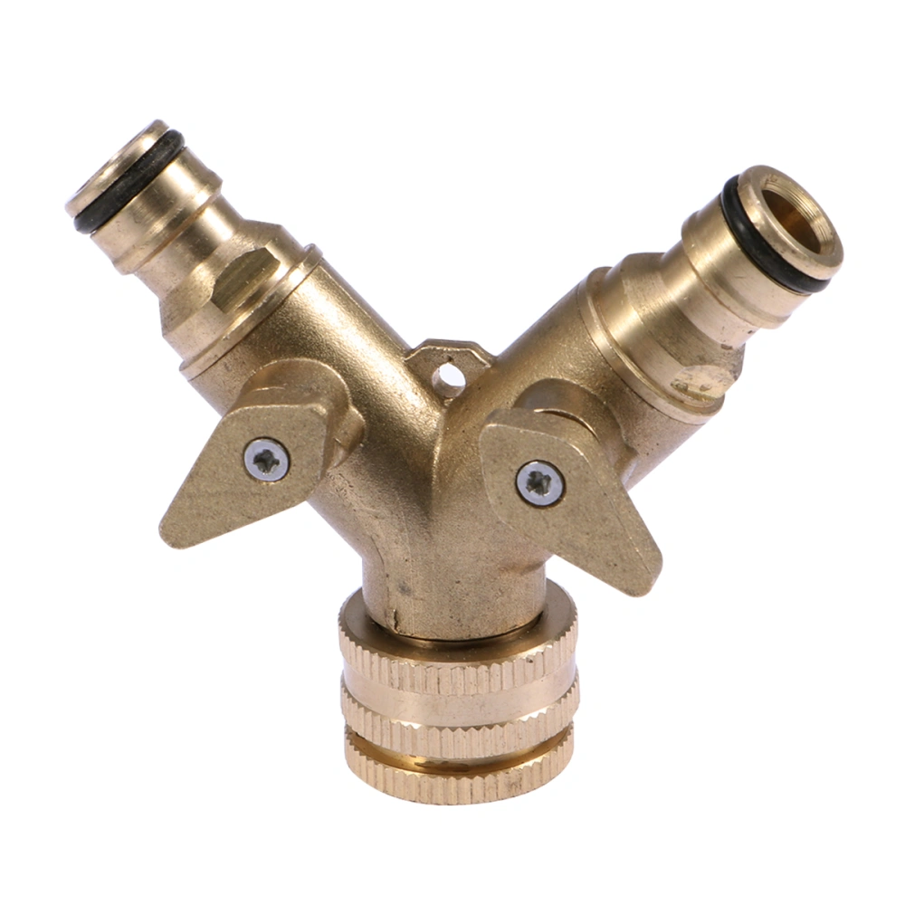 2 Way Double Garden Tap Connector Adaptor Solid Brass