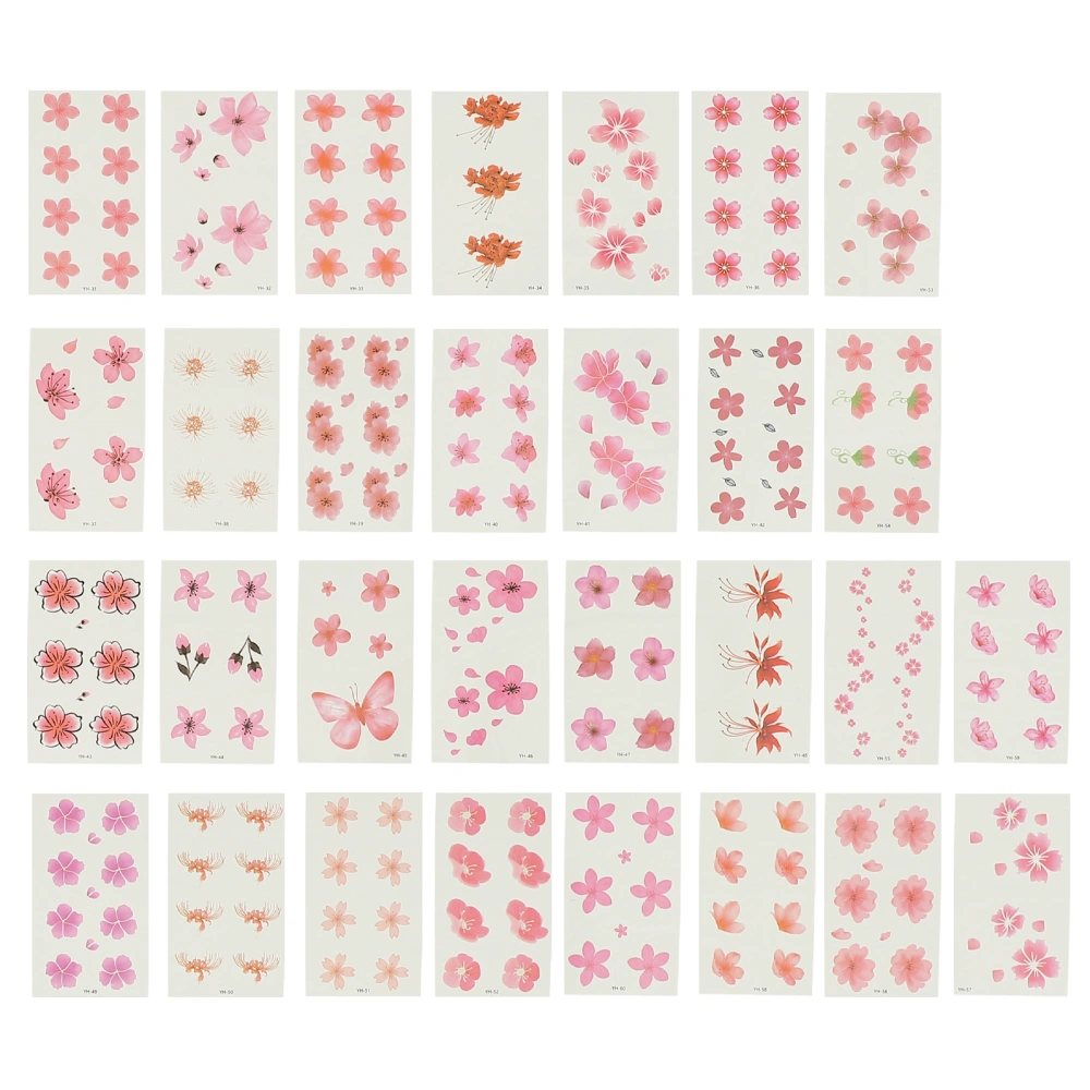 60 sheets of Decorative Flower Tattoos Stickers Waterproof Tattoos Decals Fake Tattoos