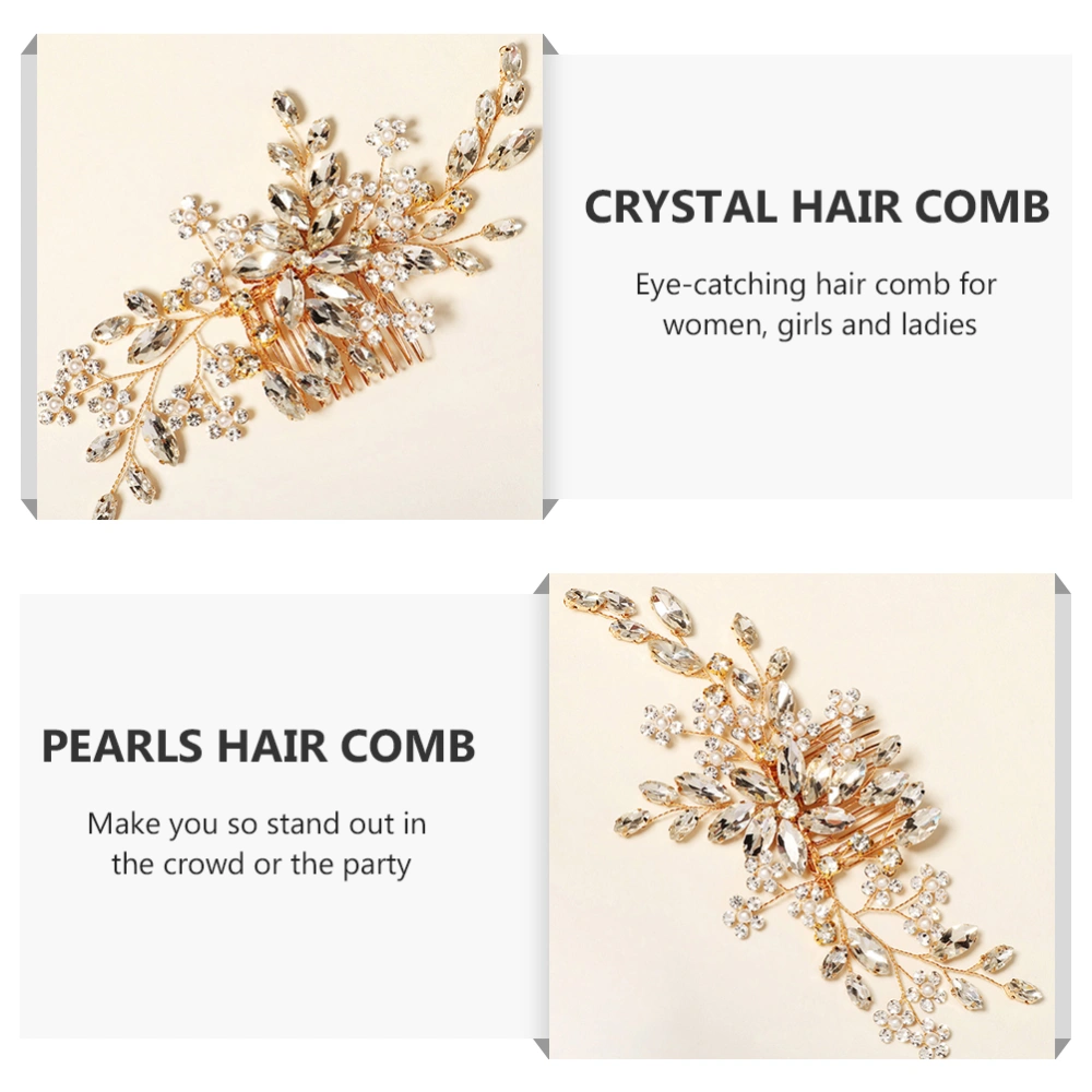 Pearls Hair Comb Bride Rhinestones Hair Side Comb Hair Styling Tool for Wedding