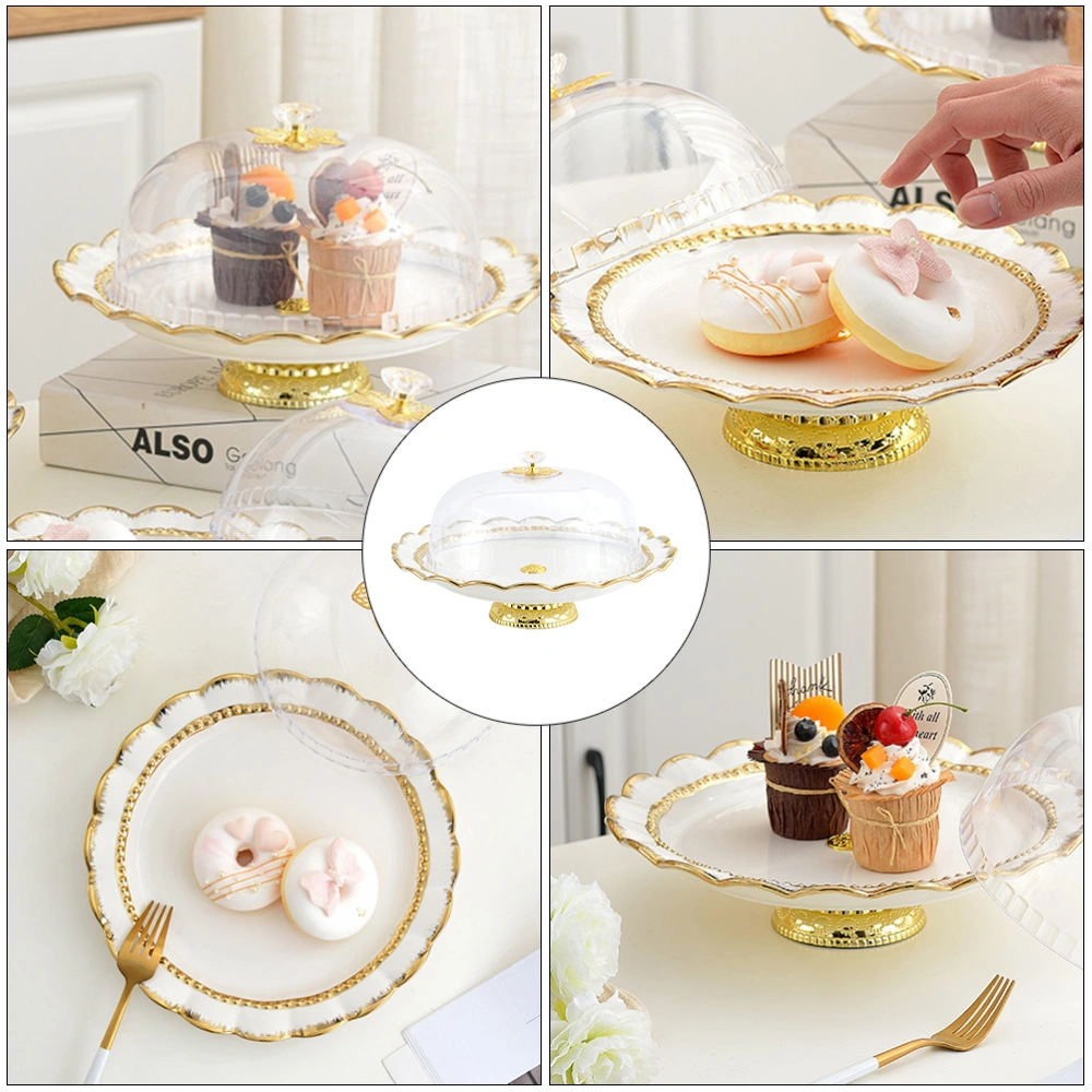 1 set of Ceramic Cake Plate with Cover Dessert Cake Stand Party Dessert Plate