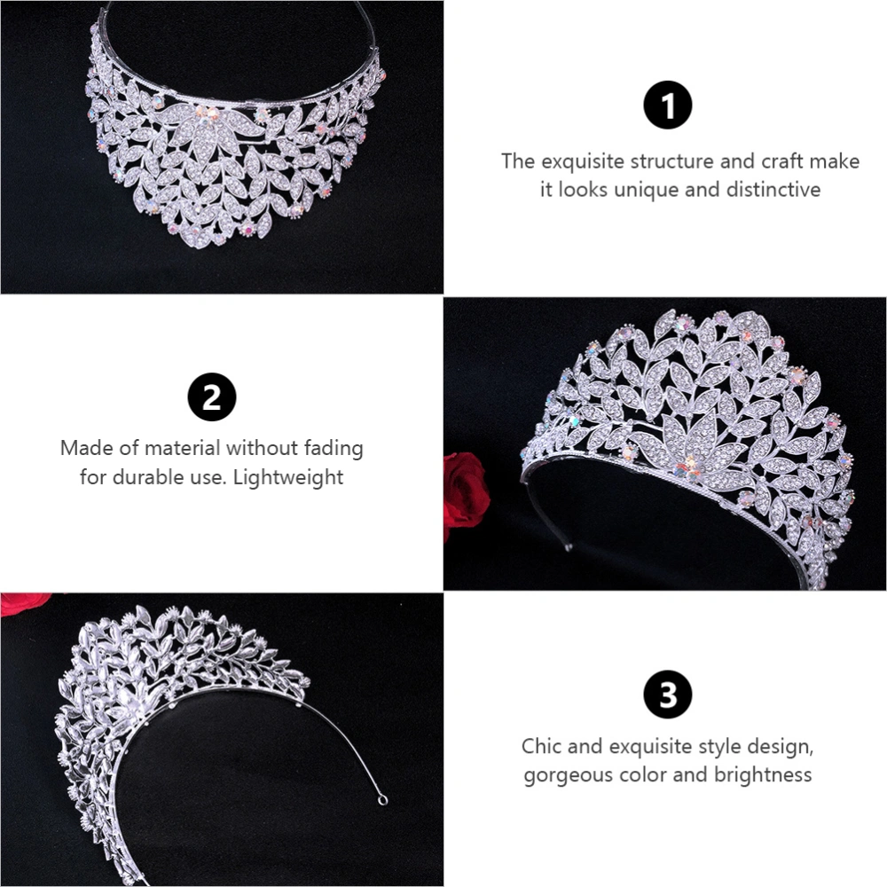 1pc Wedding Bridal Headwear Rhinestone Head Prop Shiny Crown Headdress for Bride