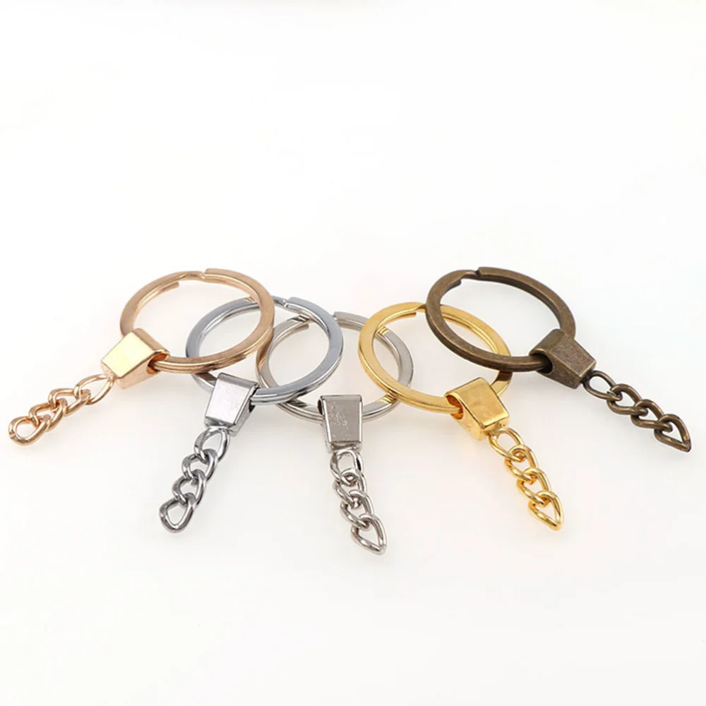 5 Packs of Keychain Chain Parts Simple DIY Keychain Chain Parts for Key (Imitation Golden, White, Retro Green, KC Golden, 5pcs per Pack, Each Color has 1 Pack)