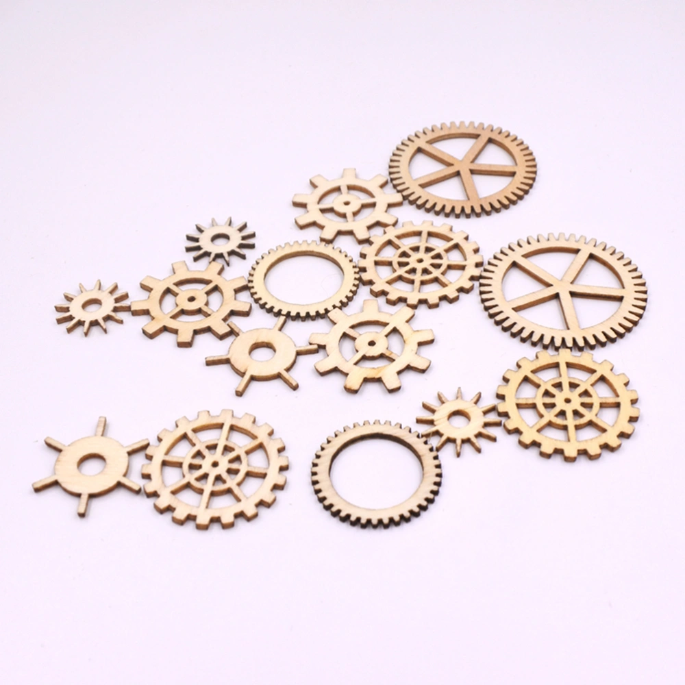 72pcs Wooden Gear Models Assorted Gear Ornaments DIY Wall Decoration Handicraft Accessories