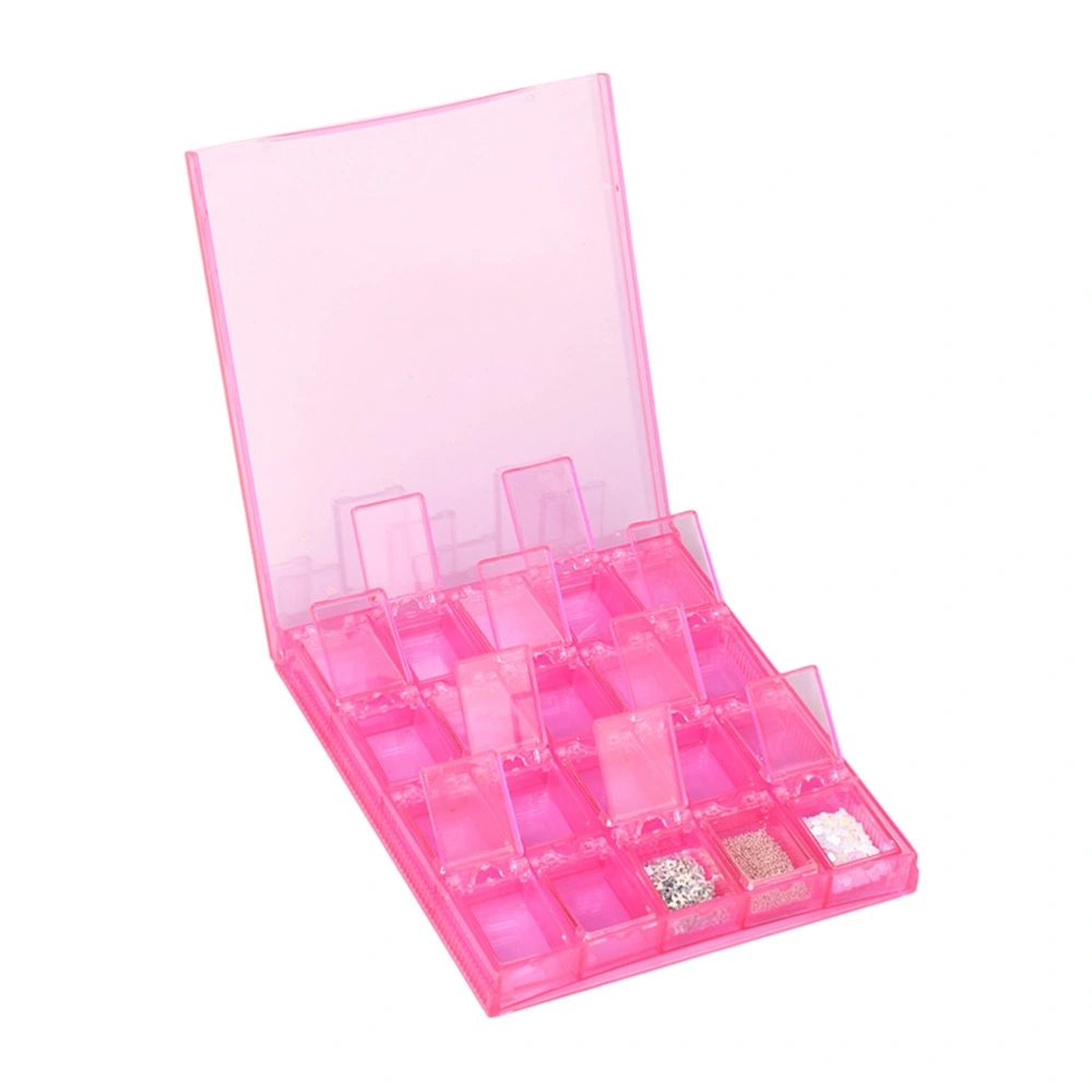 1PC 20 Slots Nail Sequins Glitter Holder Nail Supplies Storage Box Manicure Tool Acrylic Case (Pink)