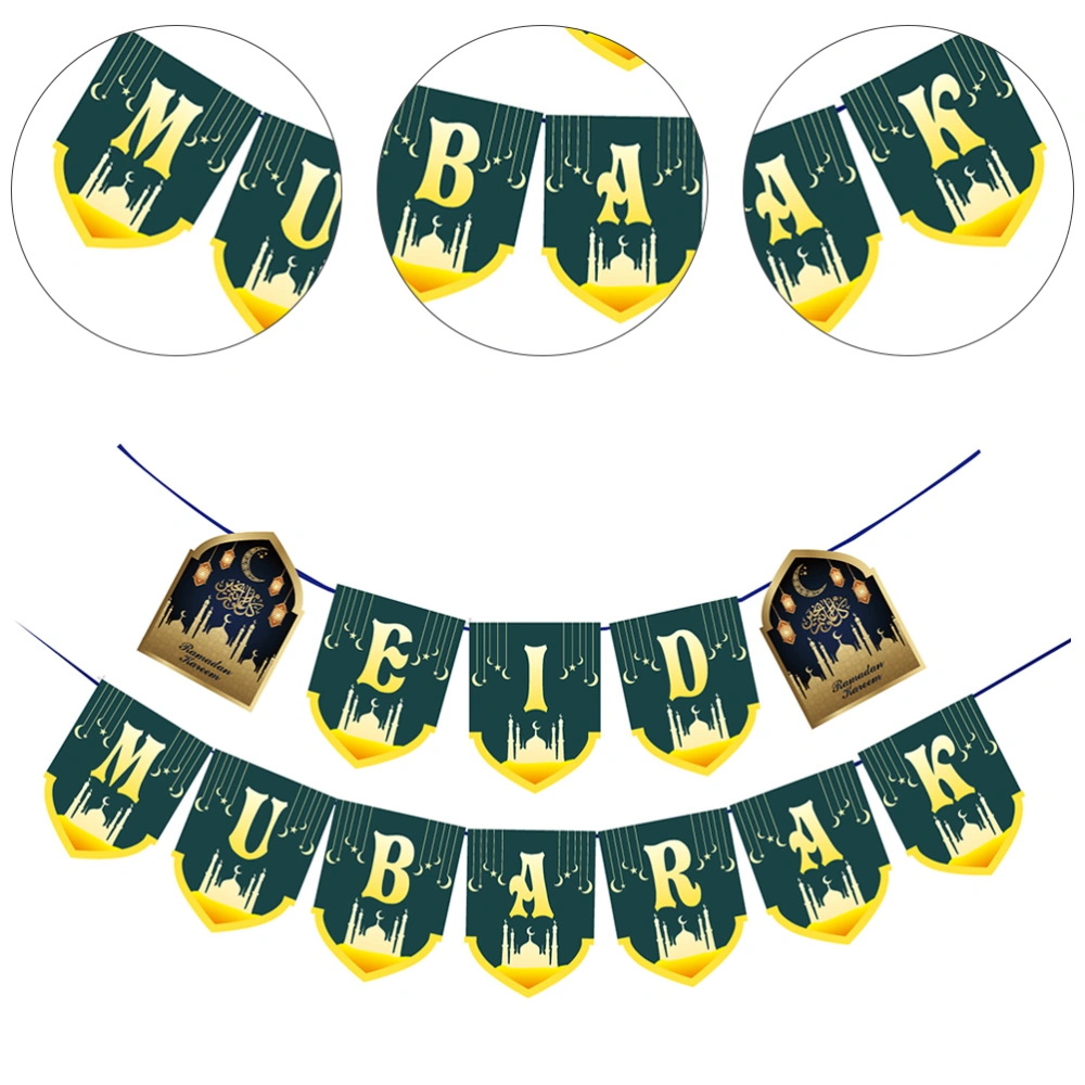 1 Set Eld Mubarak Banner Ramadan Decorations Glitter Ramadan Party Decorations