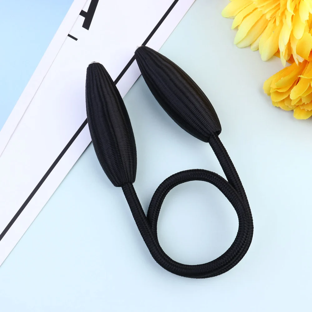 2pcs Useful Curtain Tiebacks Punch Free Curtain Rope Creative Window Curtain Strap for Home Living Room Bedroom (Black)