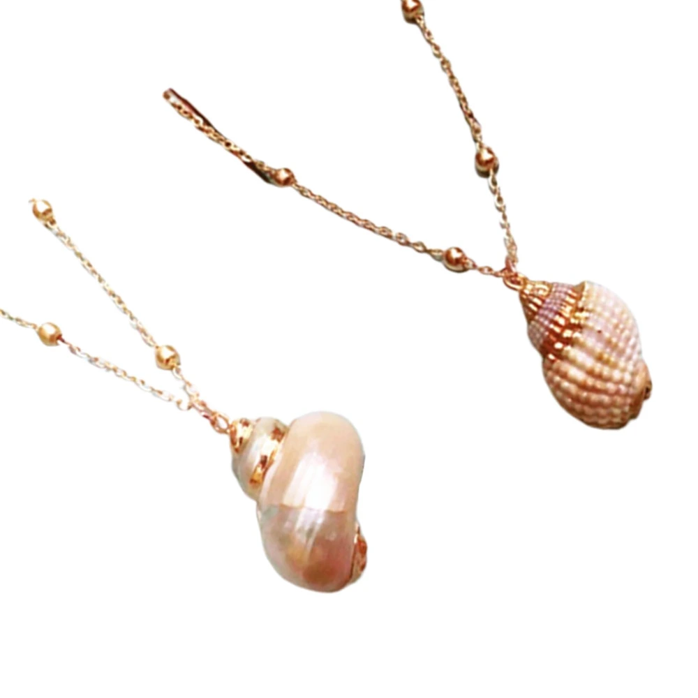 2pcs Chic Conch Necklace Pendant Stylish Elegant Neck Accessories Creative Necklace Jewelry Small Gift for Women Girls