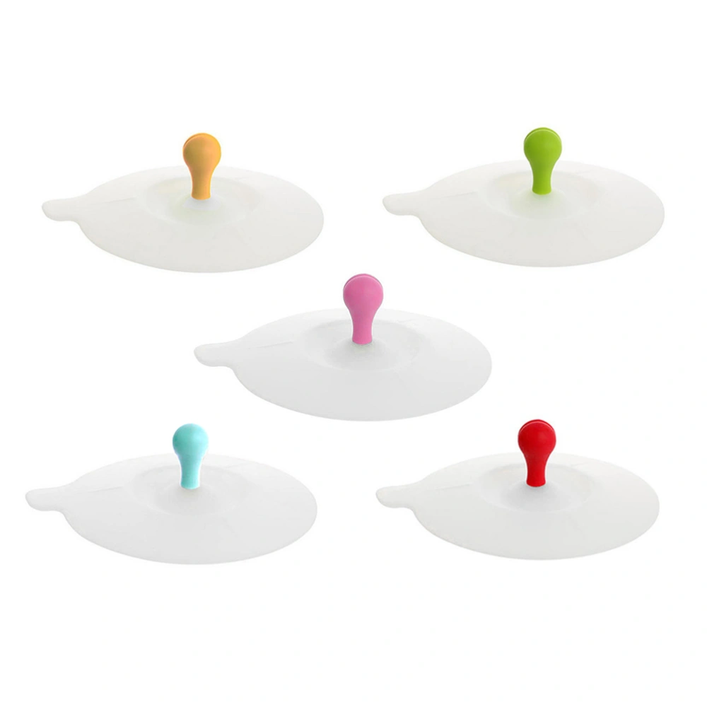 5pcs Bean Sprout Shape Silicone Cup Lids Safe Practical Cup Covers (Mixed Color)