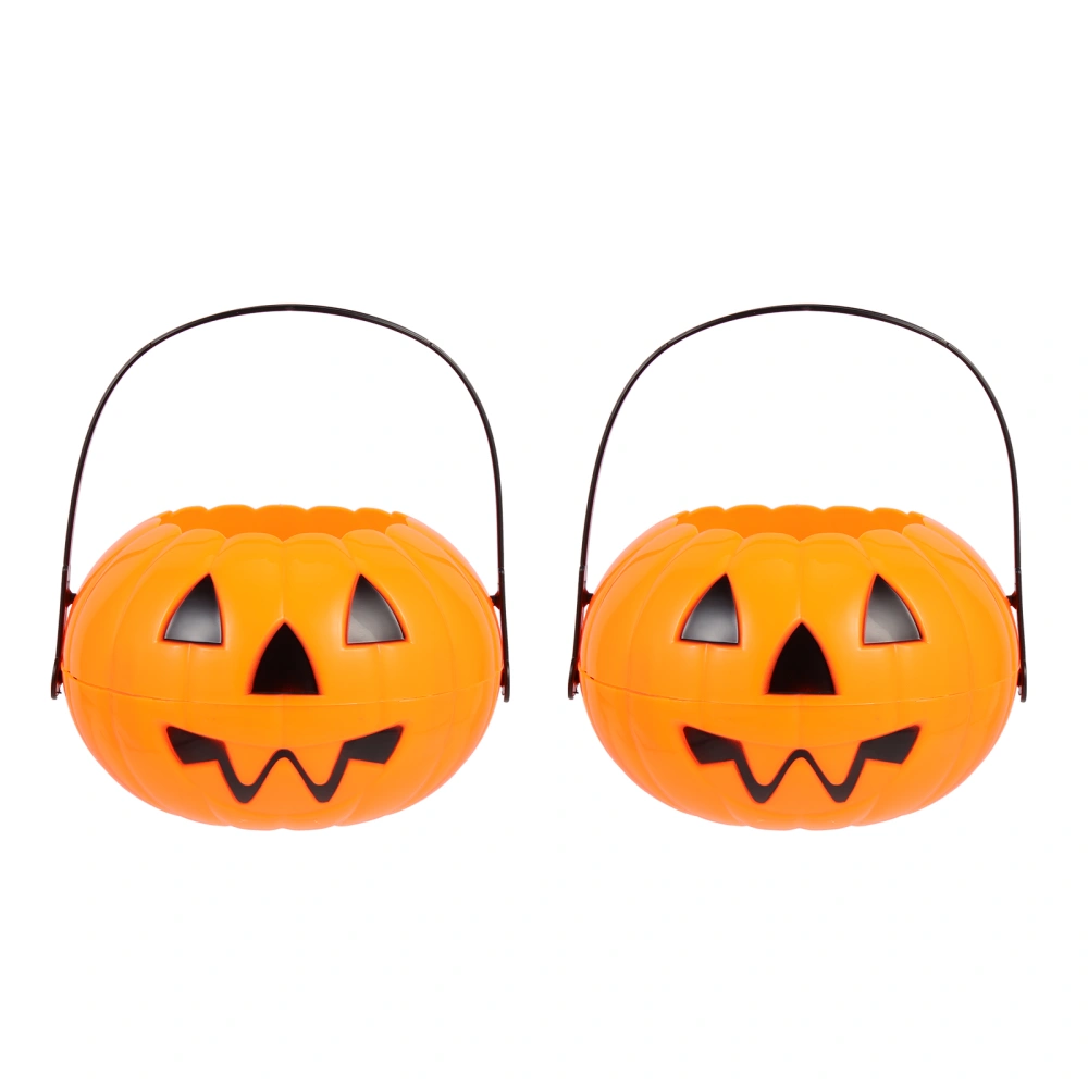 2pcs Halloween Pumpkin Buckets Handheld Candy Holder Trick or Treat Buckets