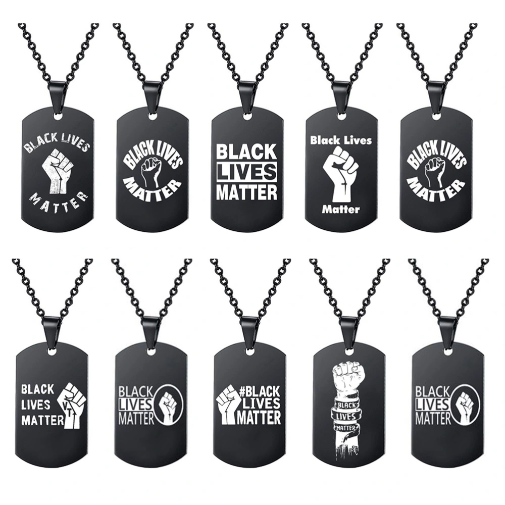 10pcs Black Lives Matter Necklace Pendant Necklace Stainless Steel Neck Chain Jewelry Gift (Mixed Pattern)