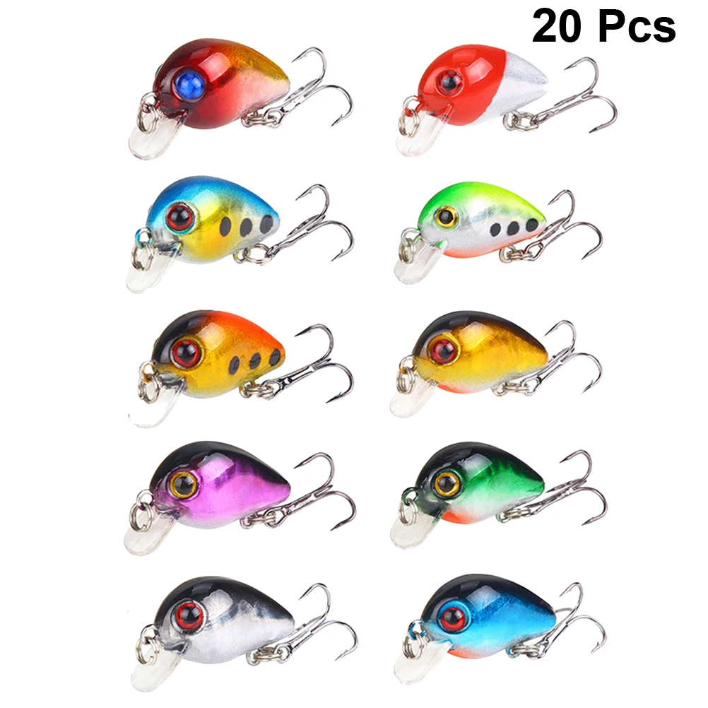 20pcs Plastic Bait Lifelike Chubby Fish Design Fishing Lures Hard Bait Bionic Fishing Lures Fishing Supplies