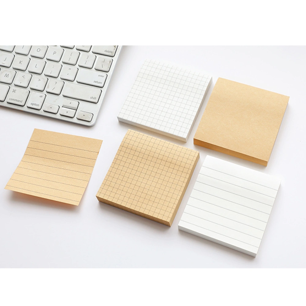 7pcs Simple Kraft Paper Horizontal Line Paper Note Creative Square Notes Students Sticky Note(7pcs/Set, Cowhide-Blank)