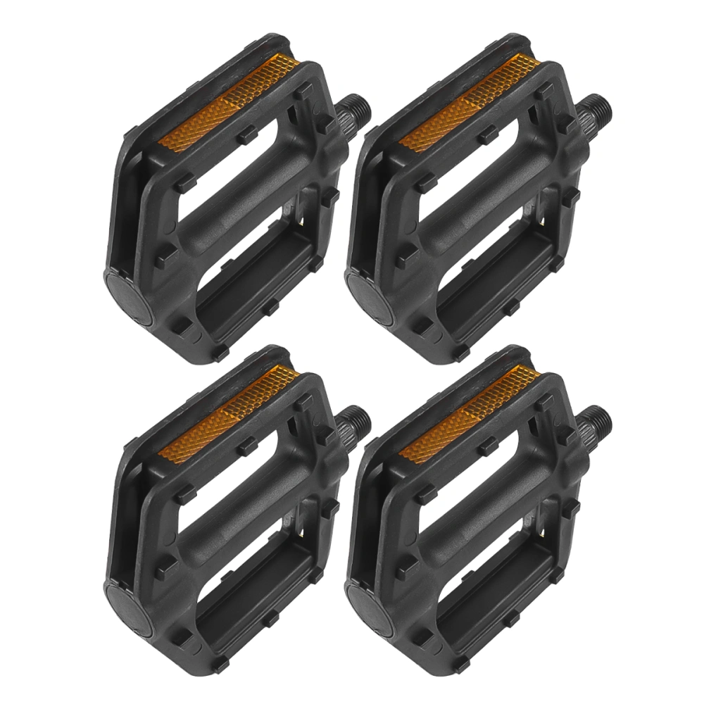 2 Pairs Universal Pedals Anti-slip Plastic Mountain Bike Pedals Accessories (Black)