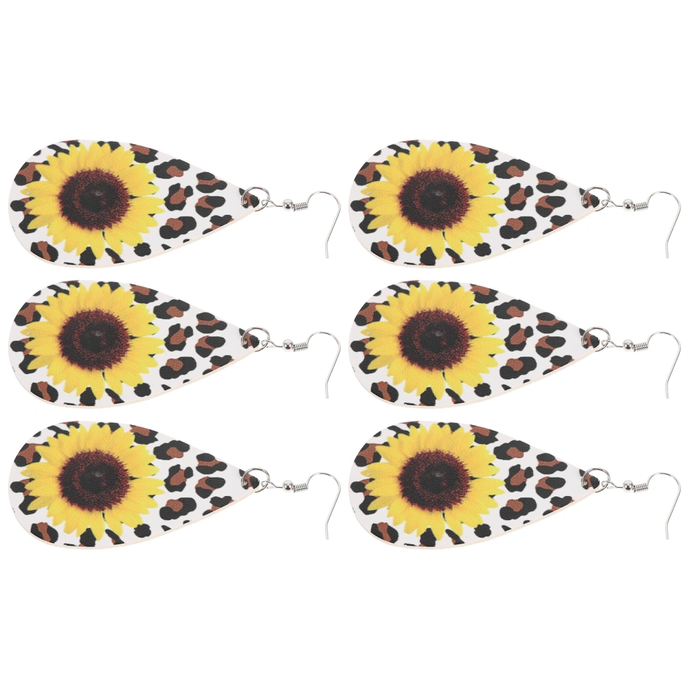 3 pairs of Fashion Earrings Sunflower Pattern Earrings Fashion Ear Jewelry