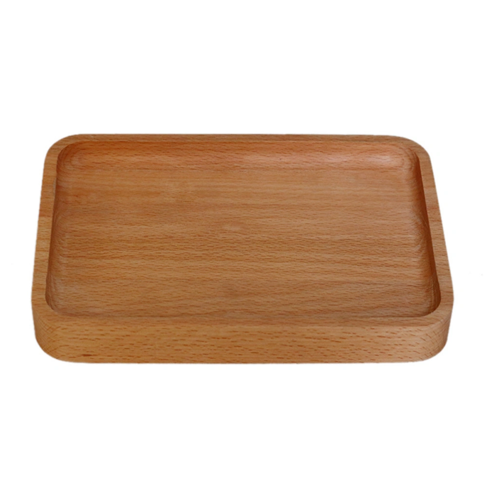 Natural Beech Tray Wooden Kids Food Serving Plate Fruit Bread Tray Dishes Snack Plate - 19x13x2.5cm (Rectangle)