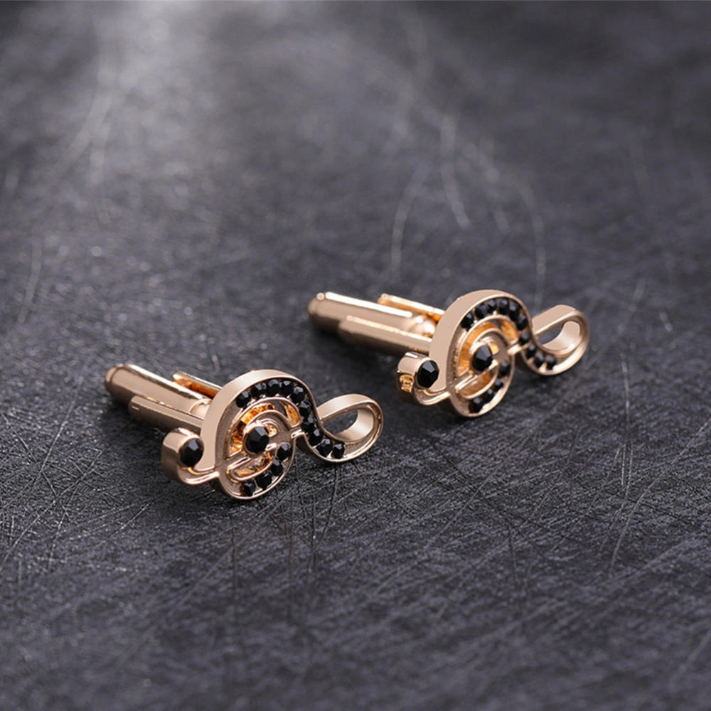 2 Pairs Note Sleeve Buckles Shirt Sleeve Cufflinks Men Rhinestone Buttons