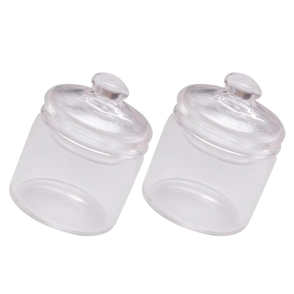 2 Pcs Miniature Glass Storage Jar Decor Mini Glass Canister Mini House Decoration