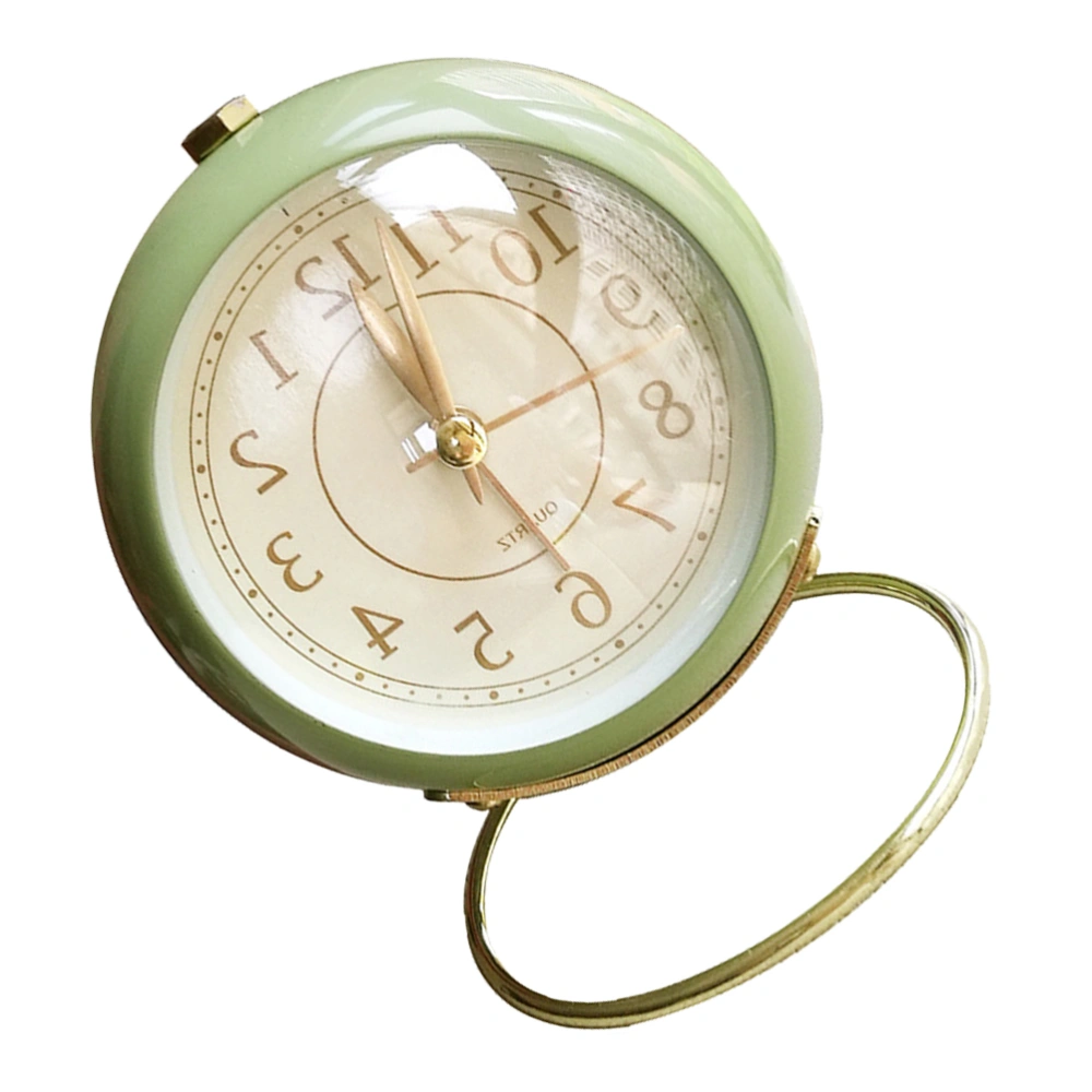 Metal Alarm Clock Round Alarm Clock Desktop Alarm Clock Bedside Alarm Clock (Green Shipment without Battery)