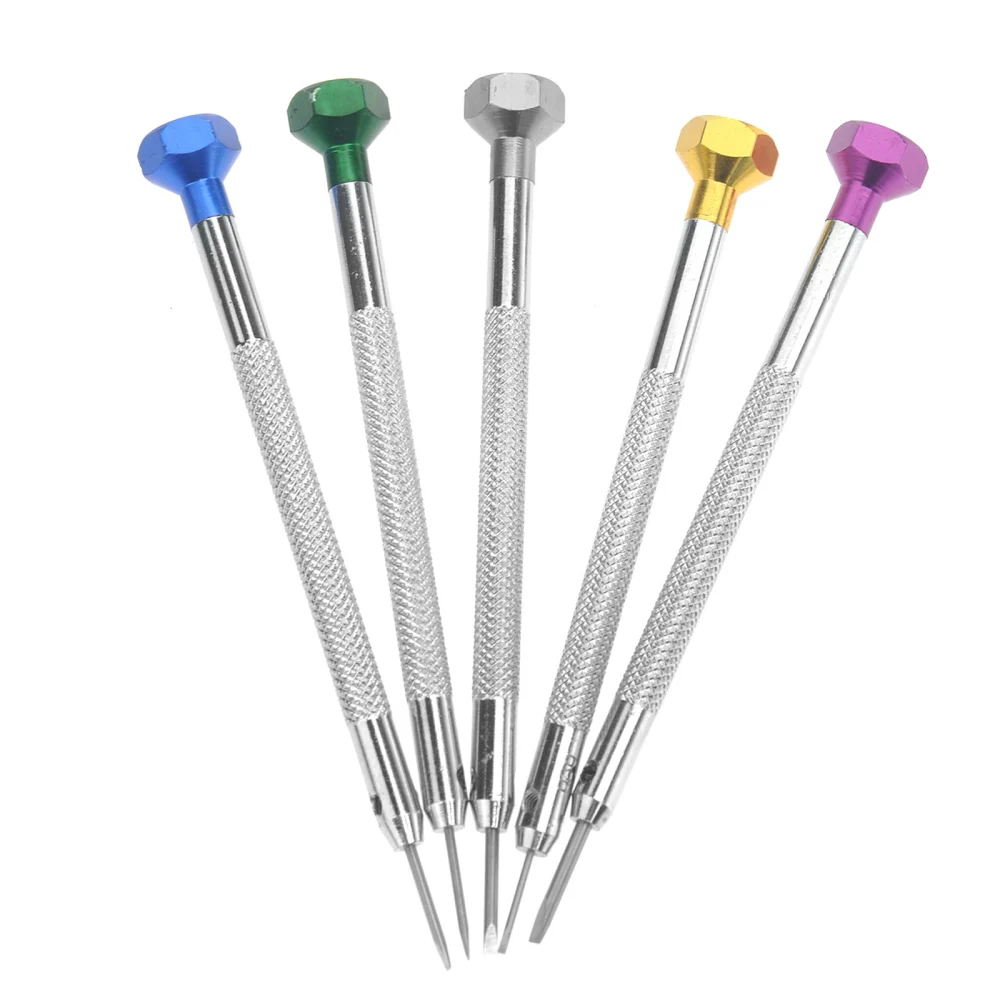 5pcs Different Sizes Precision Flat Slotted Screw Driver Screwdrivers Watchmaker Repair Tools 0.8-1.6mm