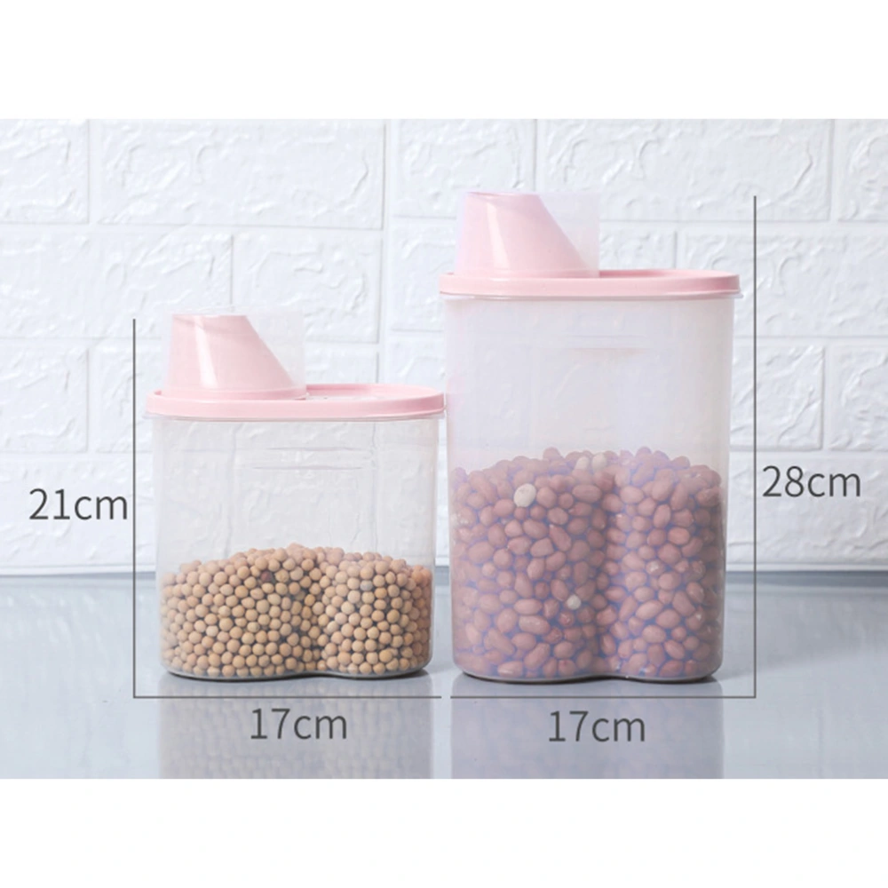 2.5L Plastic Sealed Can with Lid Grain Container Storage Pot Kitchen Box Cereal Crisper for Dry Food Oatmeal Rice (Large Size, Pink)