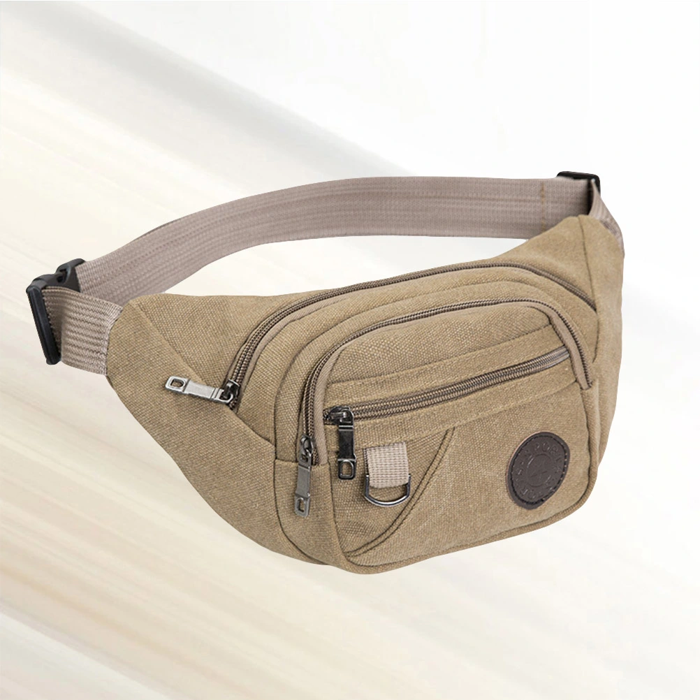 Outdoor Sports Waist Bag Portable Fanny Pack Multifunctional Storage Bag Casual Chest Bag for Men Women (Khaki)