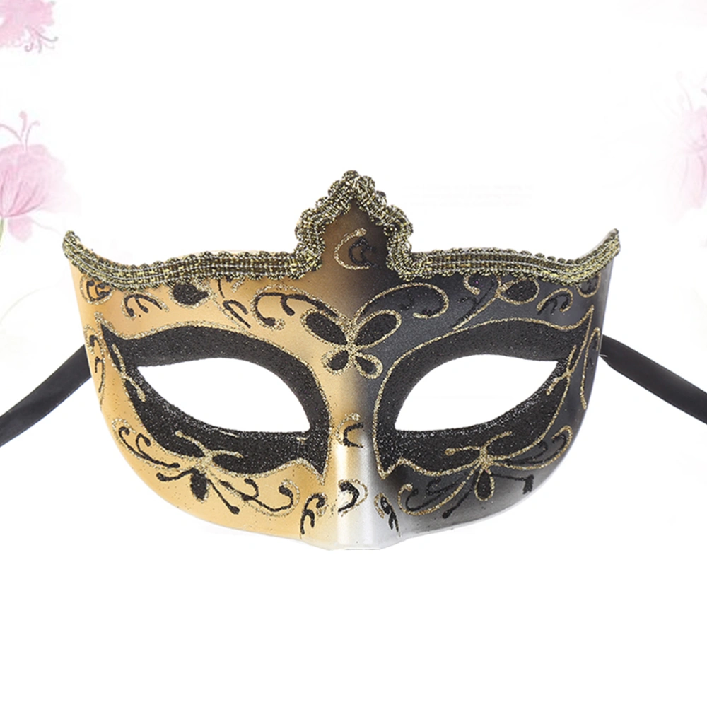 Halloween Kids Makeup Party Mask Fashion Crown Shape Half Face Masquerade Mask Halloween Theme Party Cosplay Mask Dance Makeup Prop (Black)