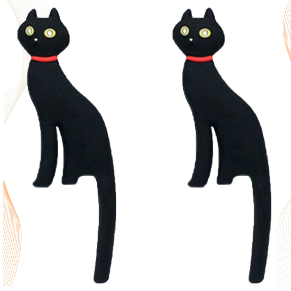 2pcs Cat Shaped Hooks Magnet Hangers Fridge Magnetic Sticker Hanging Hooks Refrigerator Hangers