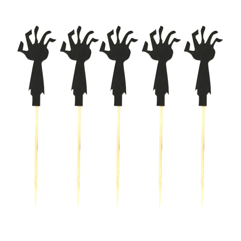 5Pcs Imitation Zombie Hand Cake Decoration Tool Halloween Paper Zombie Arm Plaque(Black)