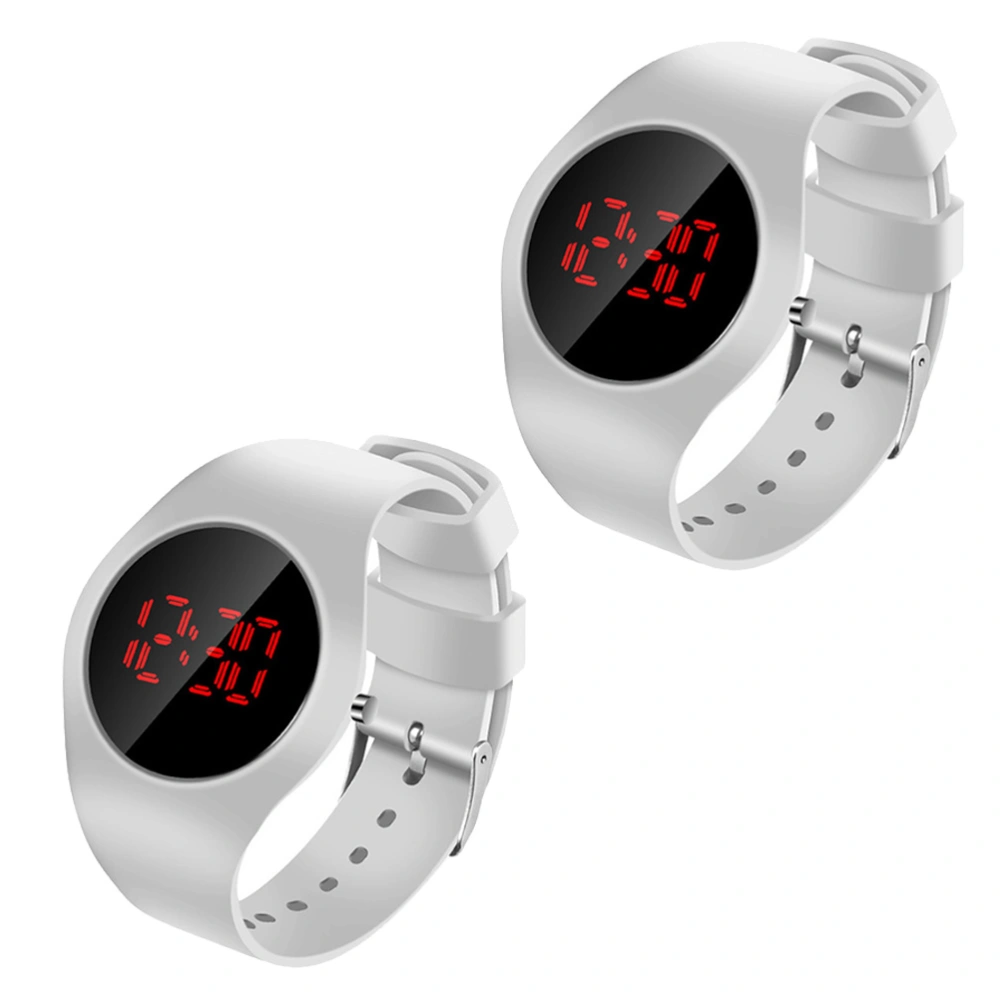 2pcs Children LED Electronic Watch Electronic Wrist Watches Creative Digital Watch for Students (White)