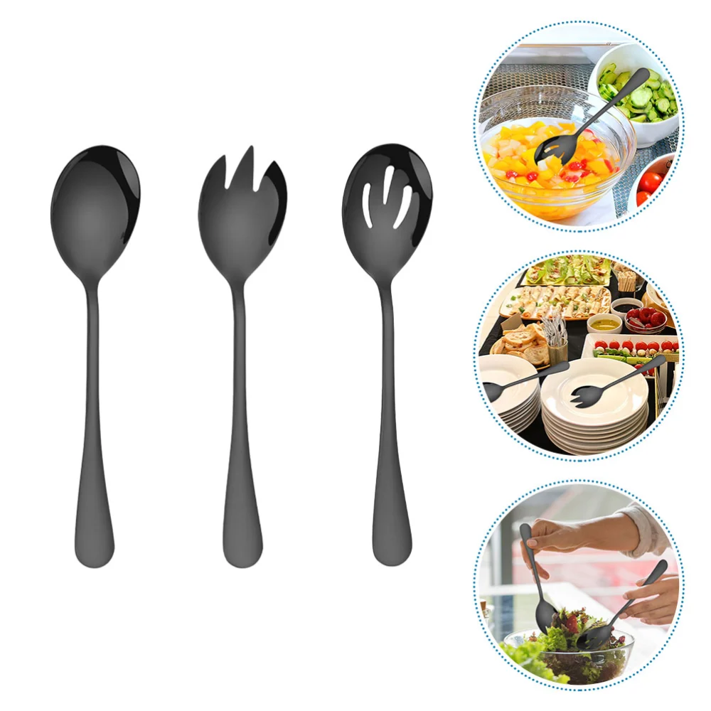 1 Set of Stainless Steel Salad Server Dishes Serving Spoons Buffet Restaurant Cutlery