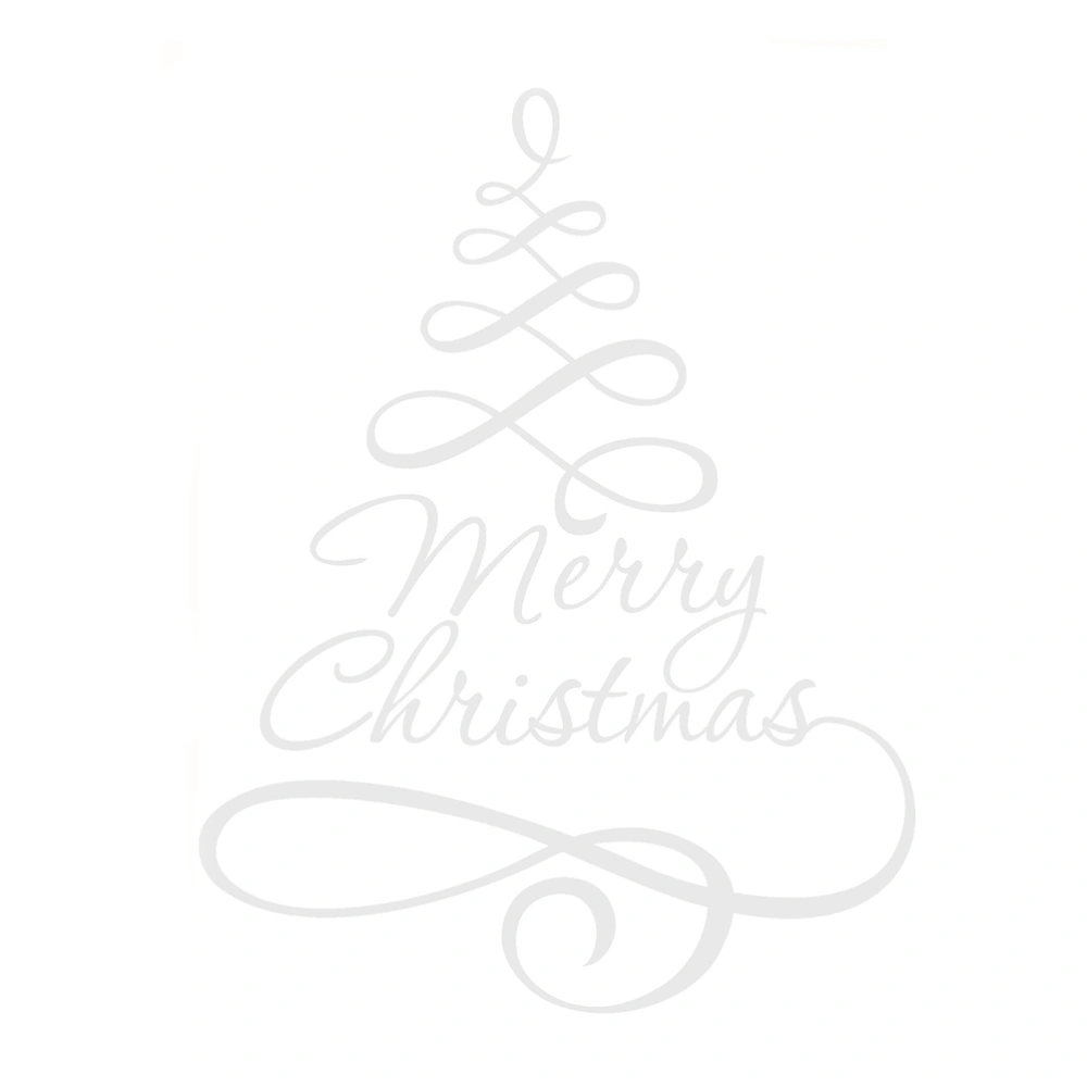 Merry Christmas Wall Sticker Removable Murals Christmas Party Decor Accessory (White)