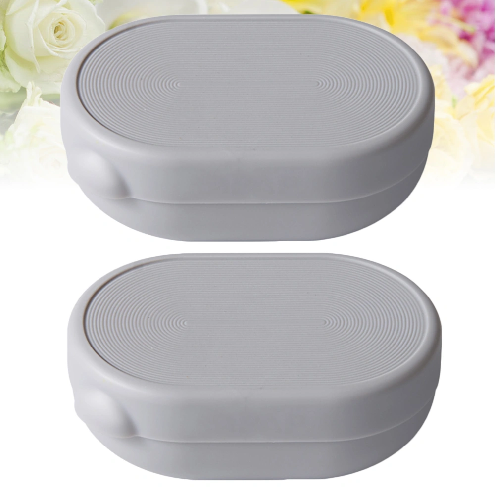 2Pcs Portable Soap Box Draining Soap Holder Waterproof Soap Tray Travel Soap Dish for Bathroom Trip Grey