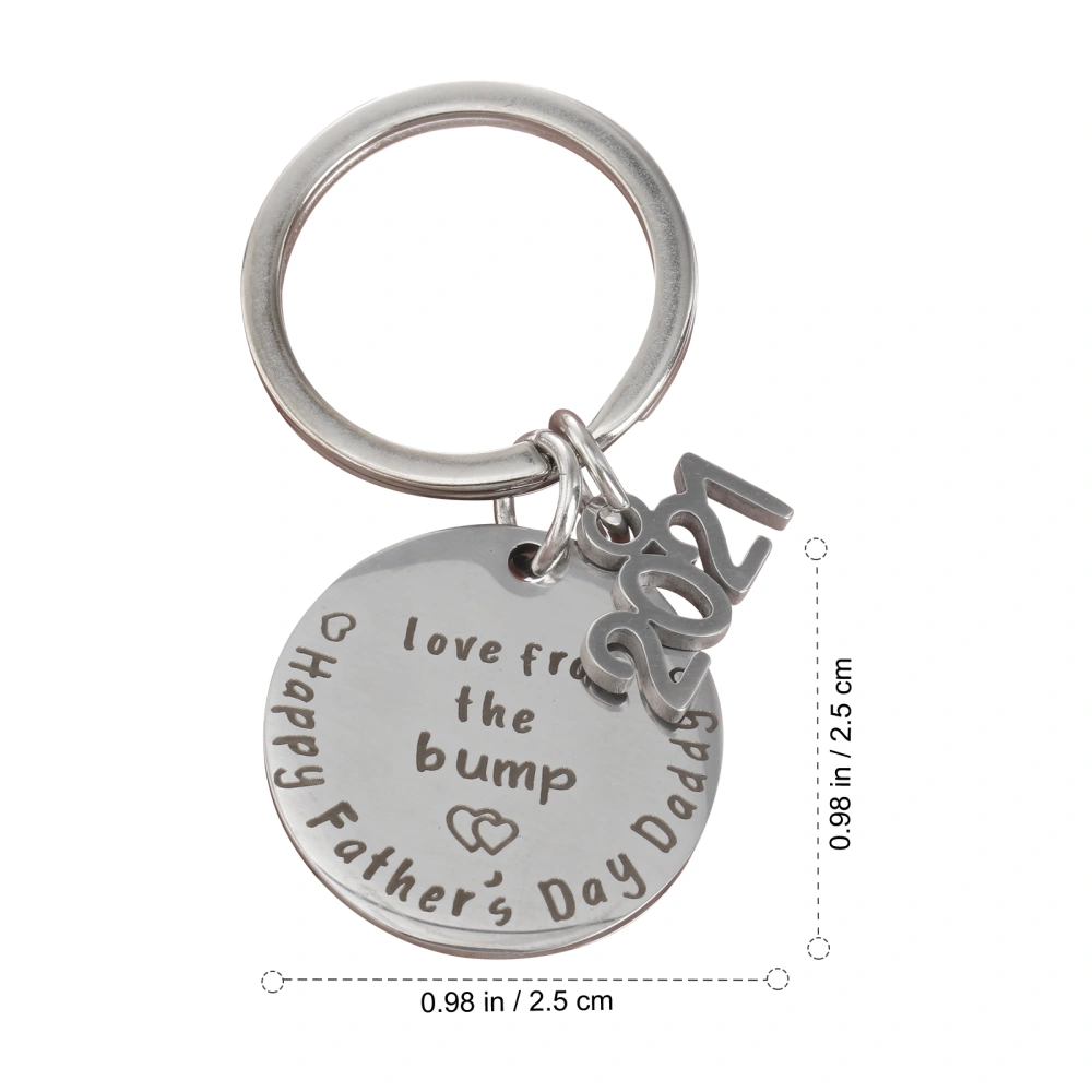 2pcs 2021 Fathers Day Keychains Letter Printing Key Holder Pendant Stainless Steel Key Rings Craft Ornaments Gift