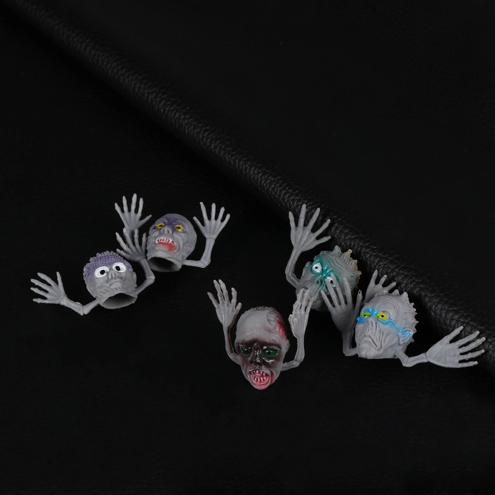 5pcs Funny Halloween Ghost Head Zombie Finger Head Set Finger Toy Finger Puppets Finger Doll Props Toy Educational Finger Puppets (Gray Ghost Head Zombie Finger Head Doll)(Random Style)