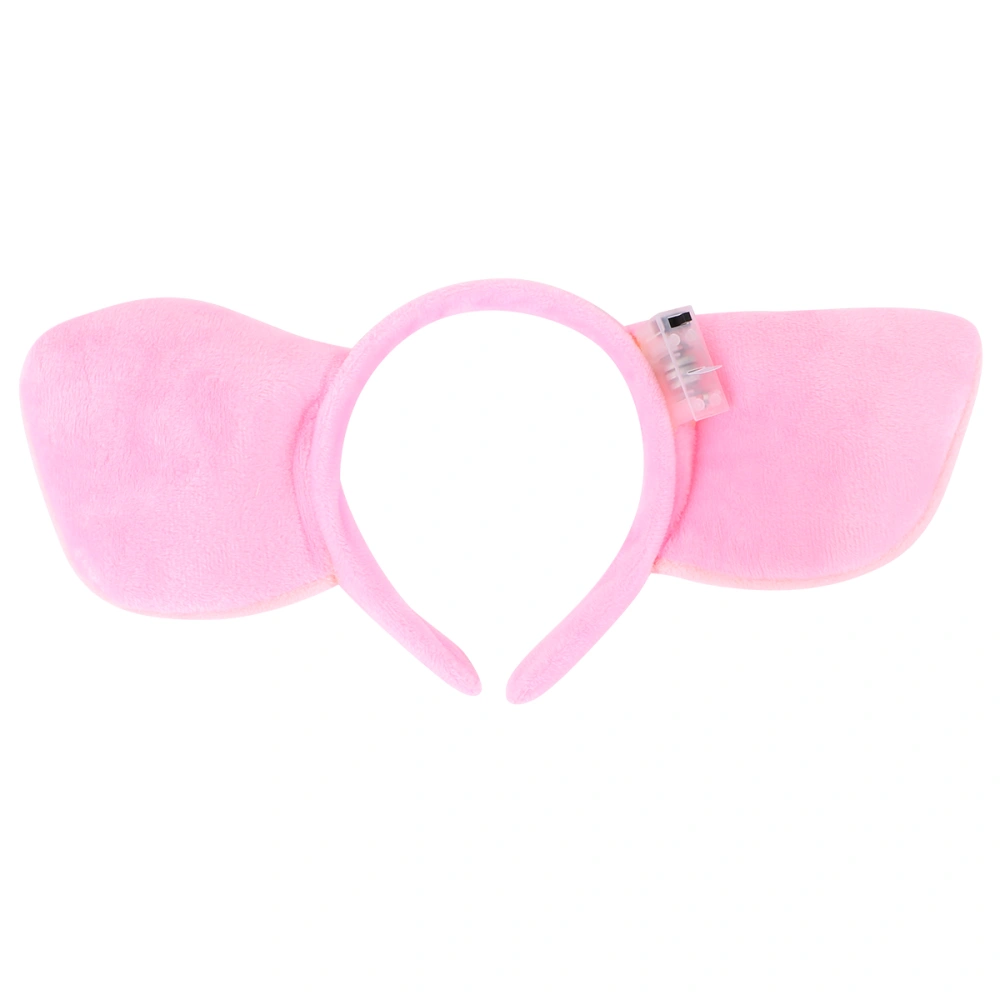 Adorable Pig Ear Headband Cosplay Performance Hair Fashion Hair Accessory with Light (Pink)