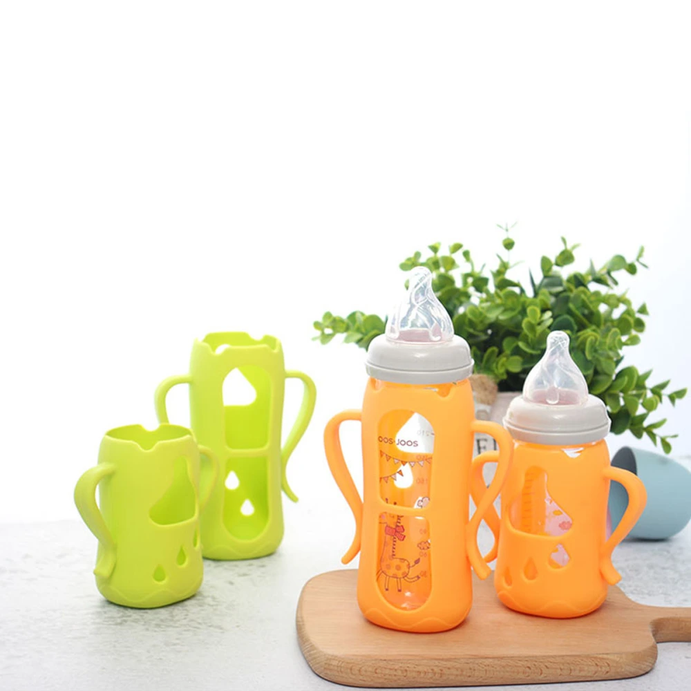 Feeding-Bottle Silicone Cover Drop Resistance Wide Mouth Feeder Protective Cover for Baby Infant Newborn 160ml Orange