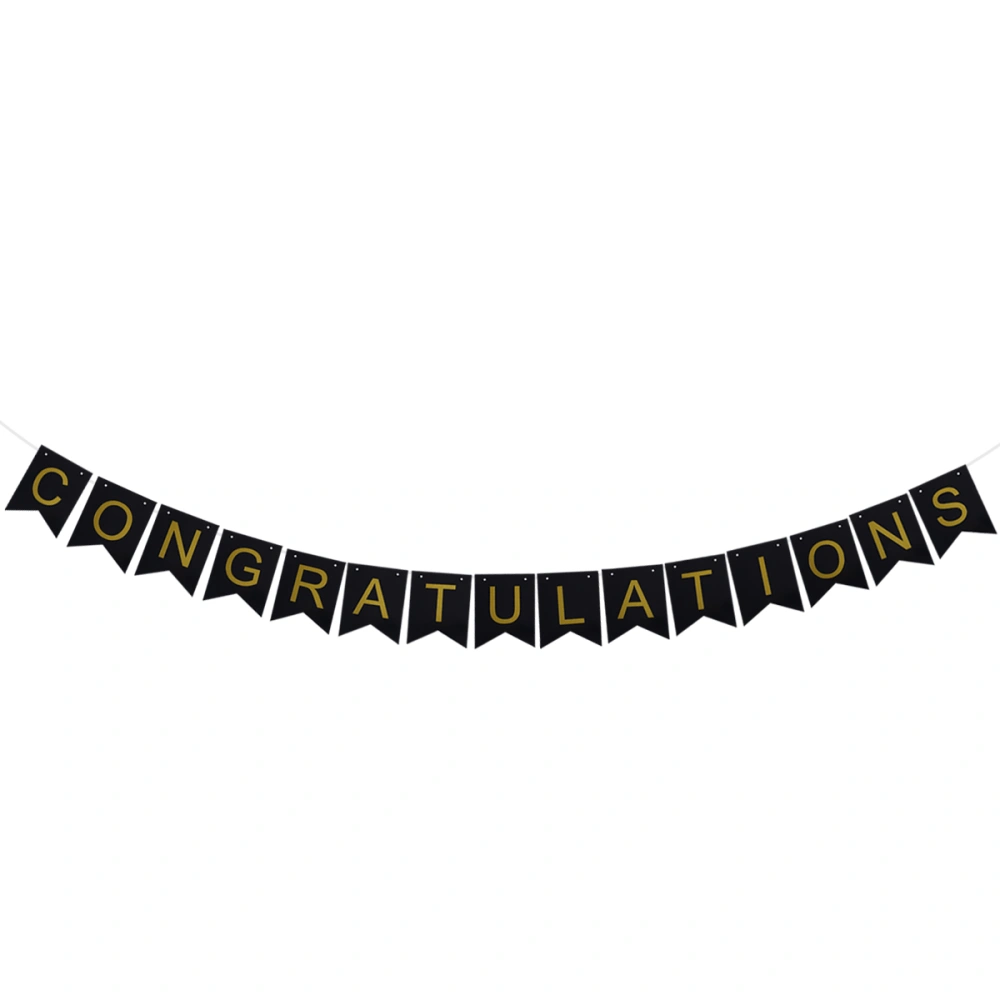 3 Meters CONGRATULATIONS Banners Class of 2018 Decorations Pennant Flags Garland Photo Props For Graduation Party Favors (Golden Letter and Black Banner)