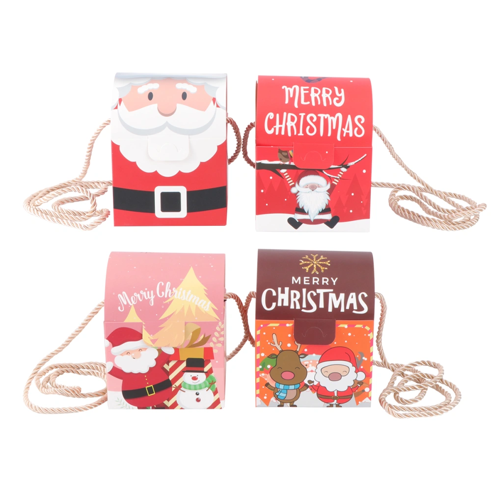 4pcs Exquisite Xmas Eve Paper Packaging Box Candy Backpack Gift Diagonal Bag