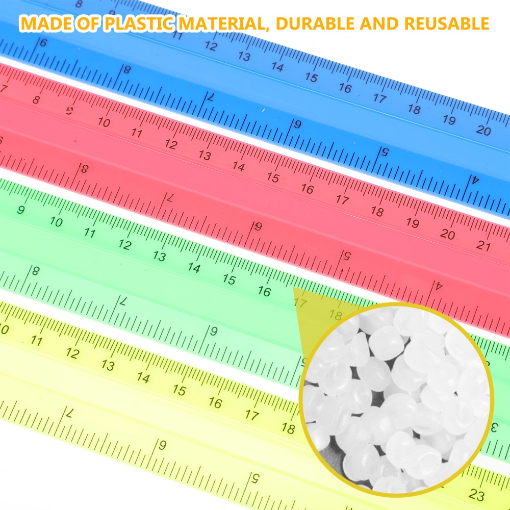 8pcs Plastic Rulers Colored Measuring Straight Ruler for School Office Students