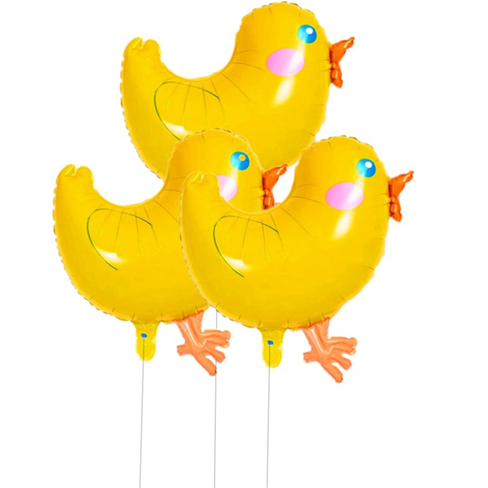 5Pcs Cartoon Foil Balloons Lovely Big Yellow Chickens Pattern Mylar Helium Balloons Decors for Birthday Party Fetival Wedding (Yellow)