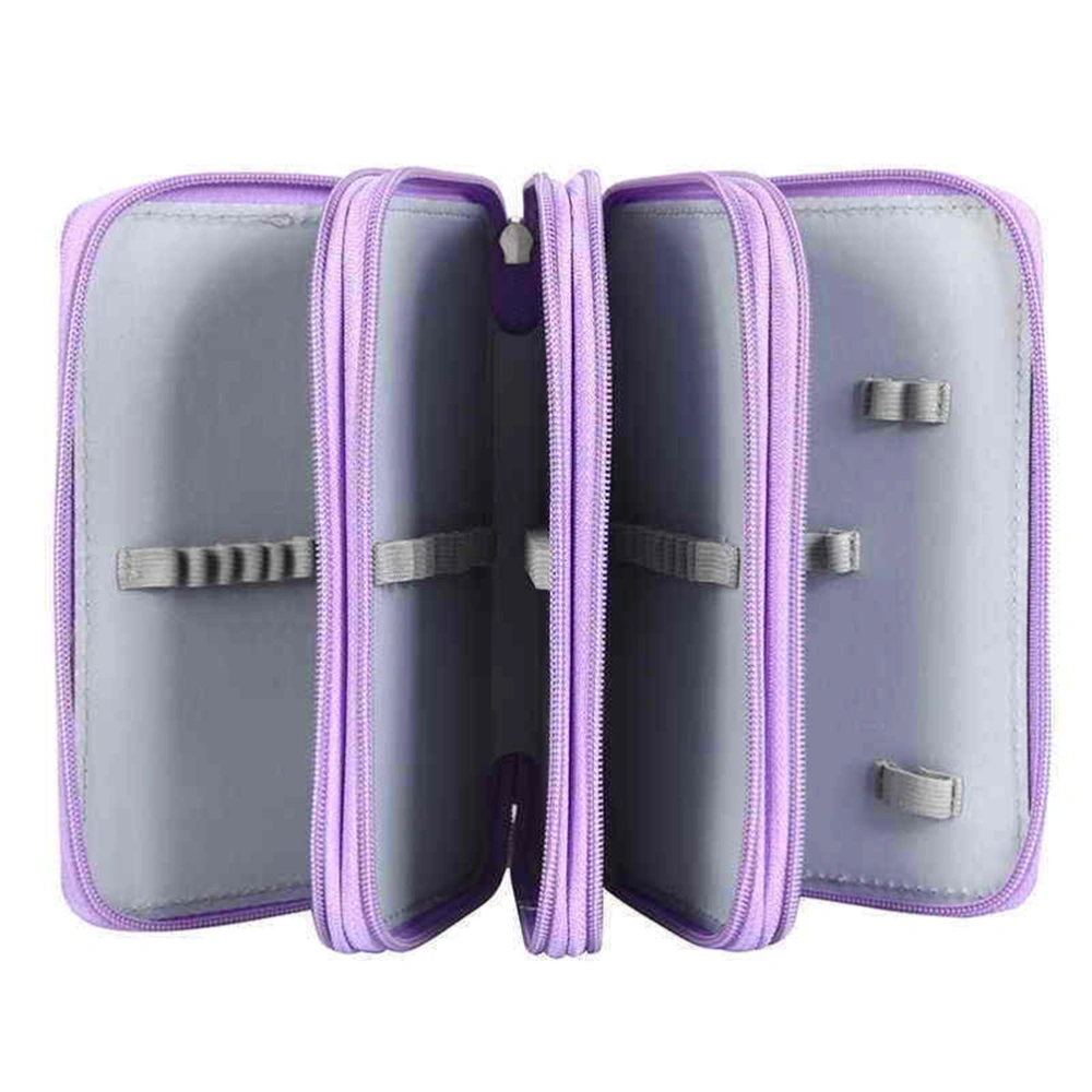 72 Slots Pencil Holder Organizer 4-layer Colored Pencil Case Students Pen Pouch Bag Stationary Box with Zipper for Art School Office Travel (Purple)