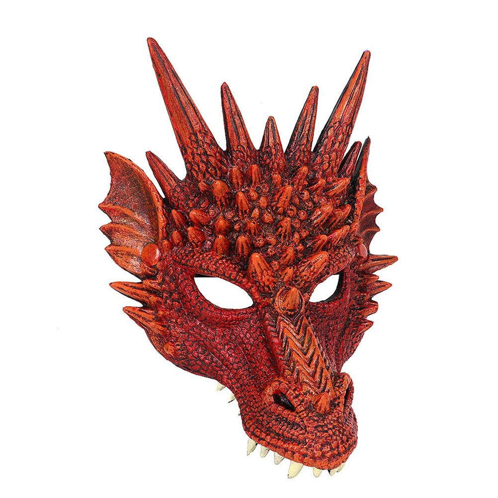 Dragon Mask Costume Prop Mask Dress-up Accessory for Halloween Masquerade Cosply Costume Party Carnival Performance (Red)