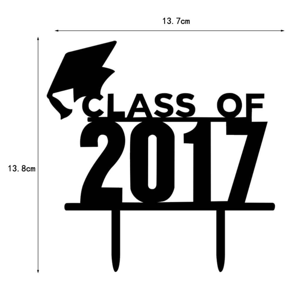 Class of 2017 Cake Toppers Acrylic 2017 Graduation Cake Picks for Party Decoration