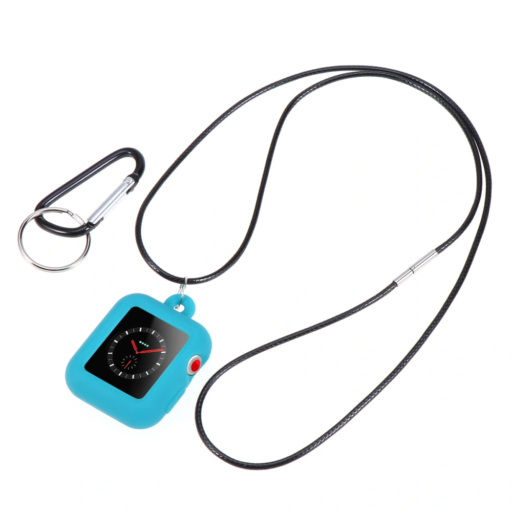 1pc Silicone Pendant Protective Shell Necklace Hanging Set Pendant Case Necklace Hanging Set Compatible for Apple iwatch 3 2 1 Sky-blue