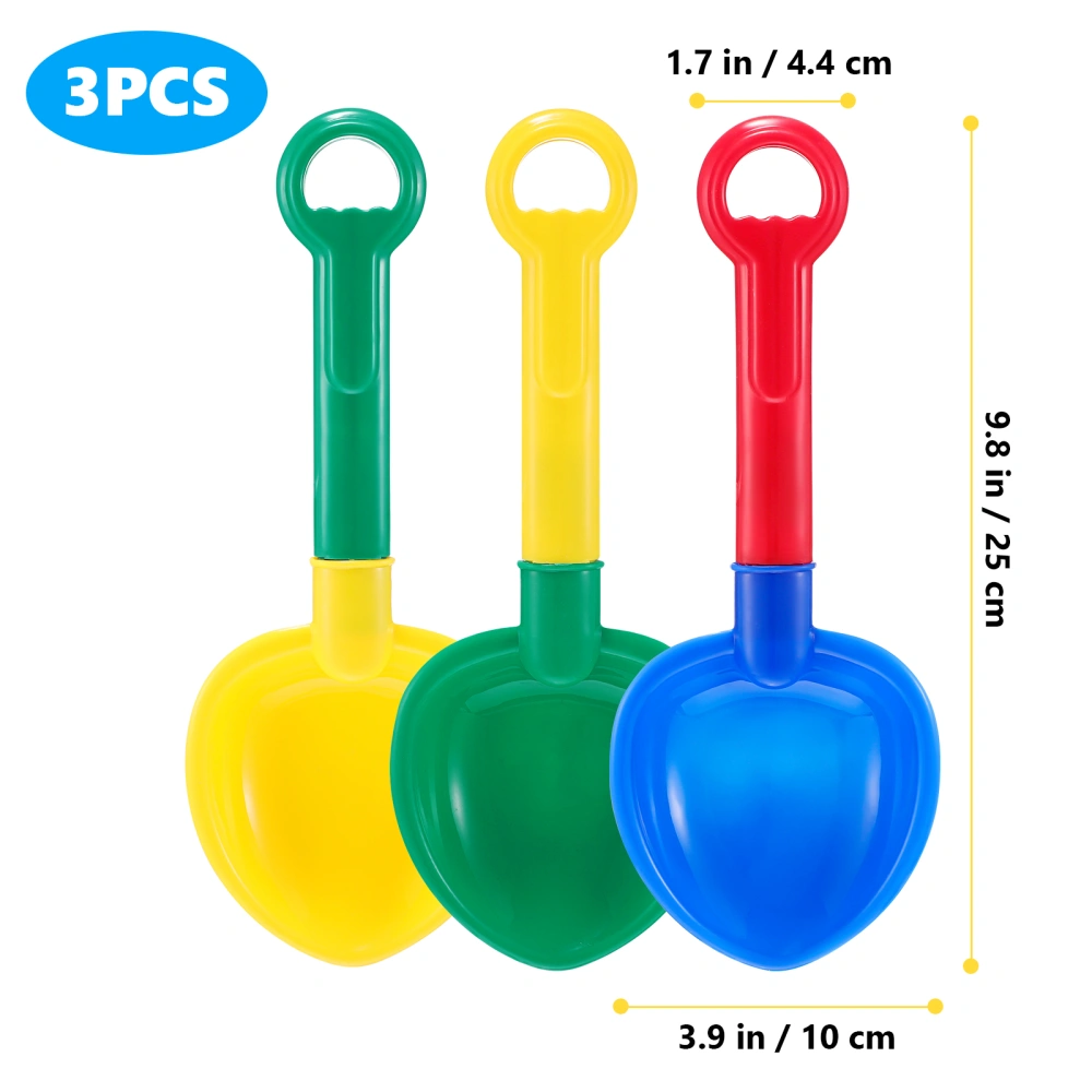 TOYANDONA 3pcs PP Sand Shovel Scoops Beach Toys Sand Toys Lightweight Kids Sand Scoop Plastic Shovels (Random Color)