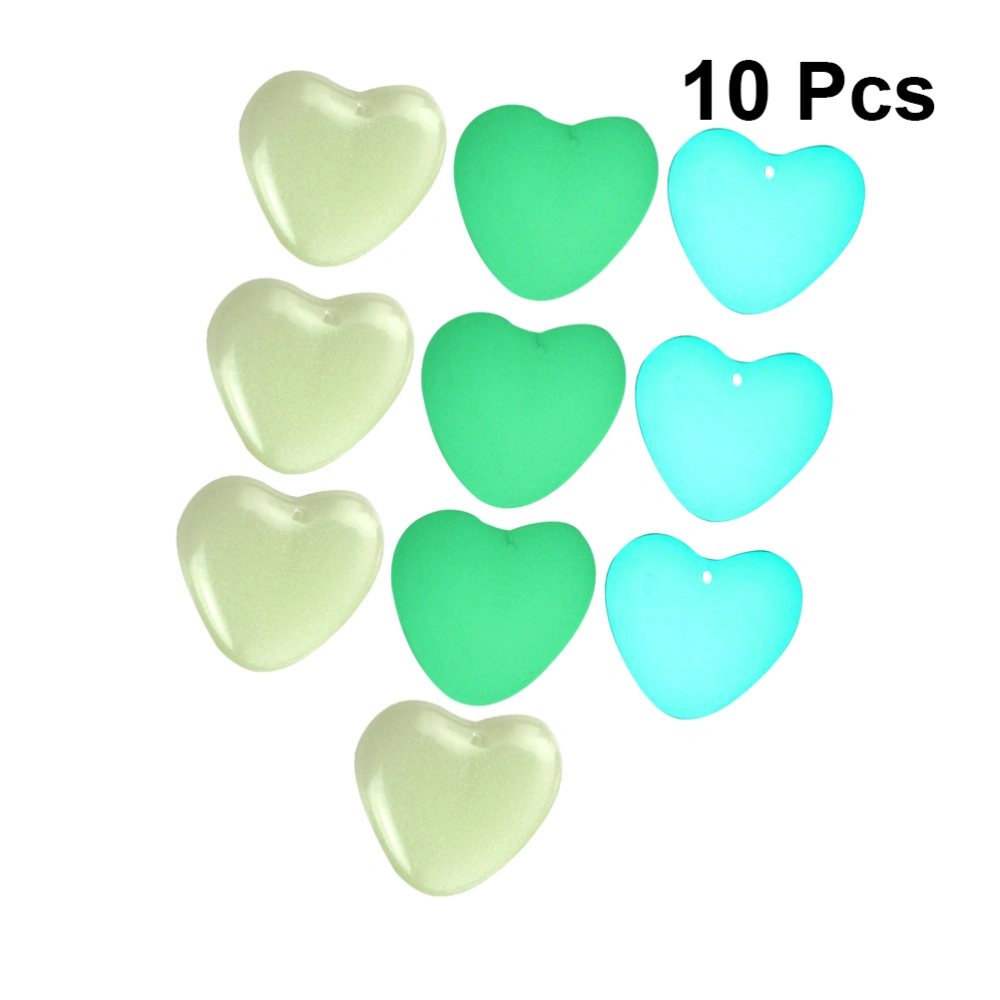 10 Pcs Peach Heart Shape Pendants Simulation Luminous Stone Charm for Necklace Supplies DIY Jewelry Making (Mixed Color)