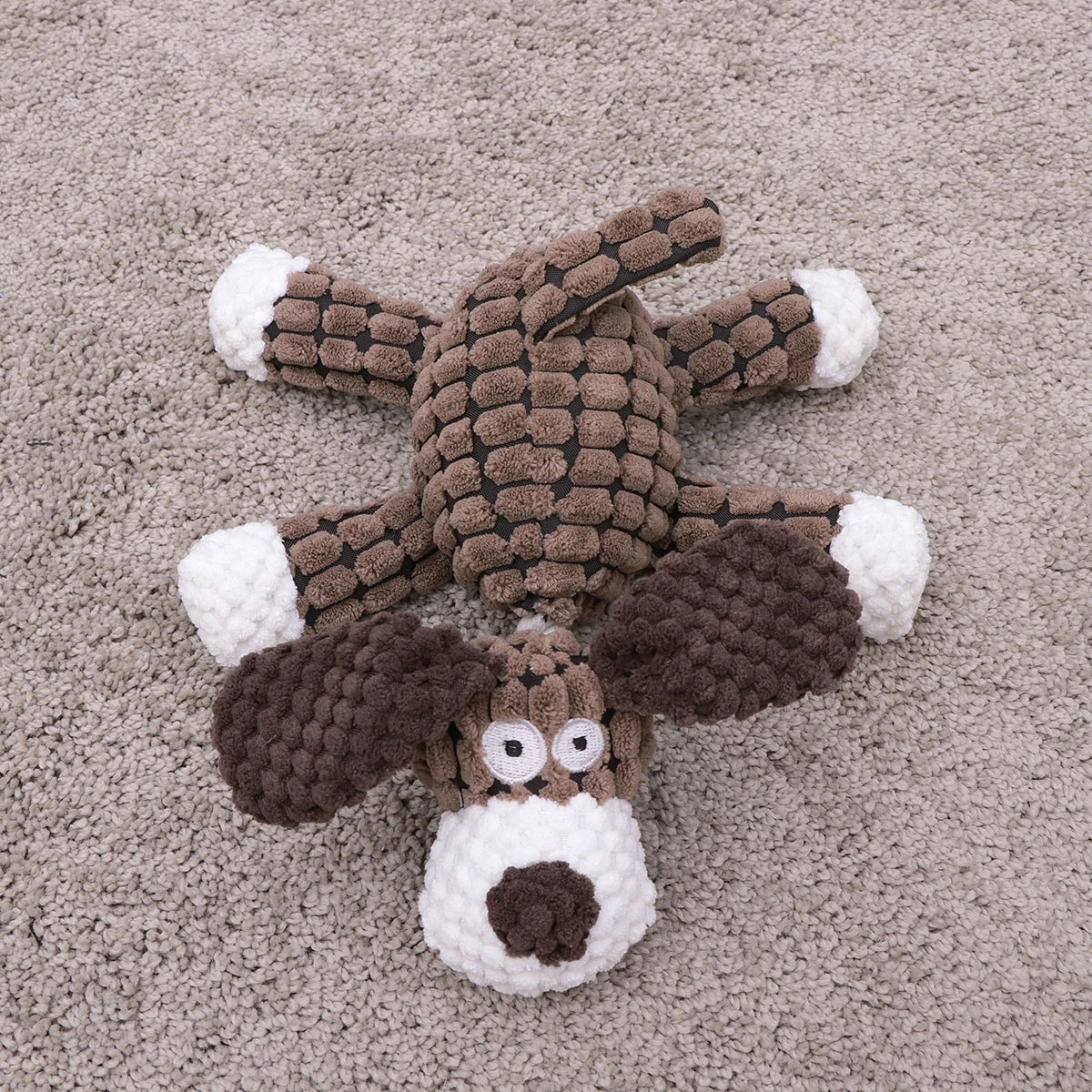 Plush Pet Toys Supplies Cartoon Pet Dog Toys Plush Dog Toys Squeaky Dog Chew Toys for Small Dogs Brown