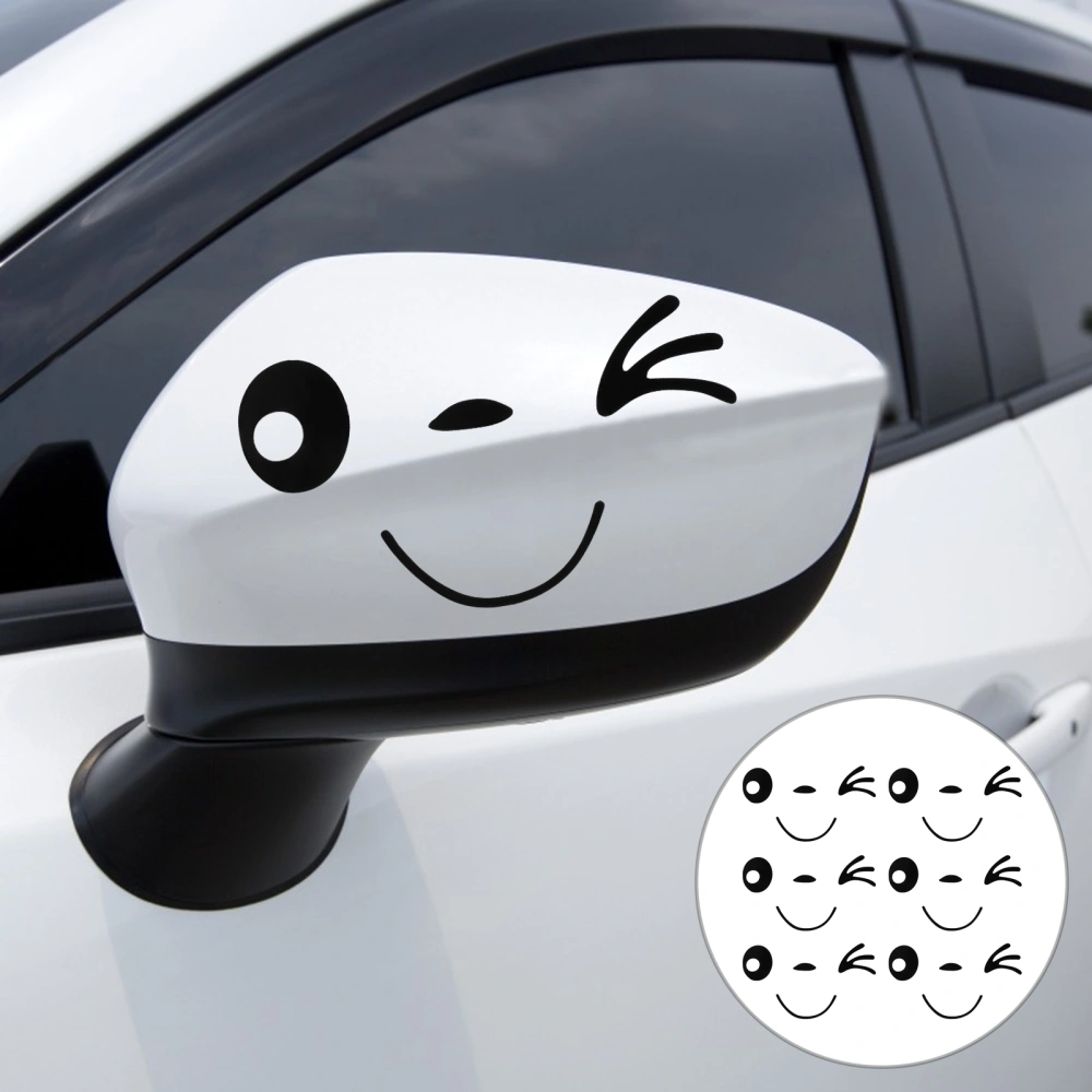 6 Pairs Car Sticker Cartoon Car Rearview Mirror Sticker Waterproof Car Decal