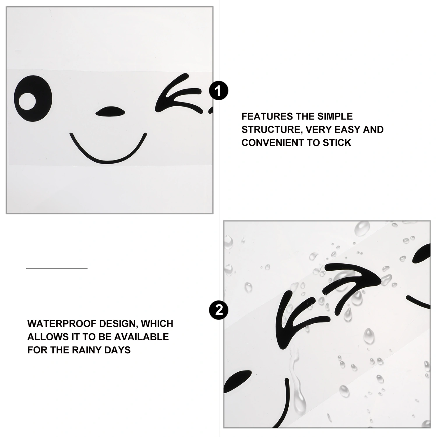 6 Pairs Car Sticker Cartoon Car Rearview Mirror Sticker Waterproof Car Decal